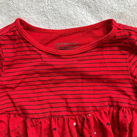First Impressions 12M Red Navy Stars Stripes Tunic Dress EUC Baby Girl - Picture 2 of 14